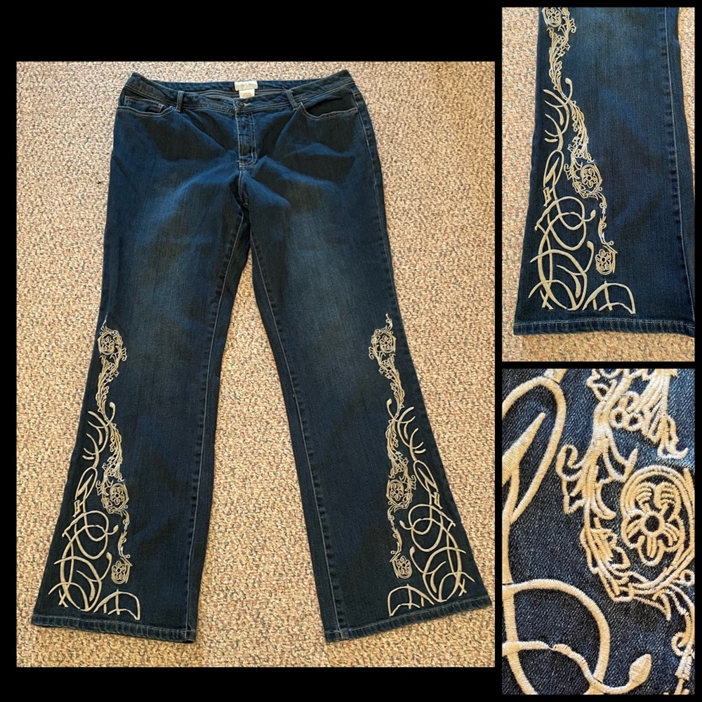 🧡Country Door flare embroidered jeans sz 14